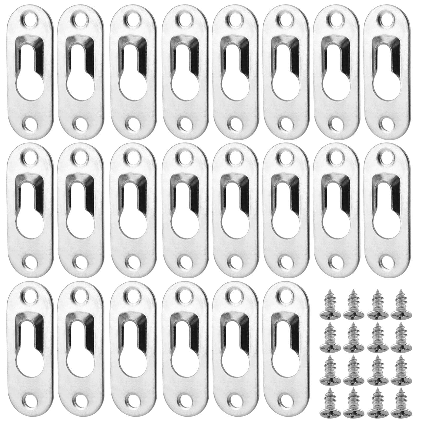 50 Cintres Trou De Serrure PUCSIQ - Métal 44x16mm, Pour Cadres Photo, Avec 100 Vis
