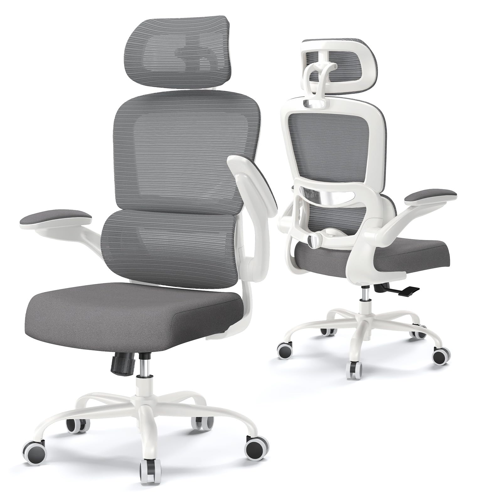 TRALT Office Chair, Desk Chair, Chair, Movable Lumbar Support, Flip-up Armrest, Breathable Mesh, Gaming Chair, Back Pain Relief, Study Chair, 3D Headrest, Computer Chair, Office Chair, Work Chair