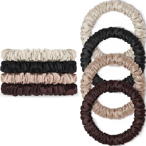 WantGor Silk Satin Scrunchies Women 4PC Hair Bands