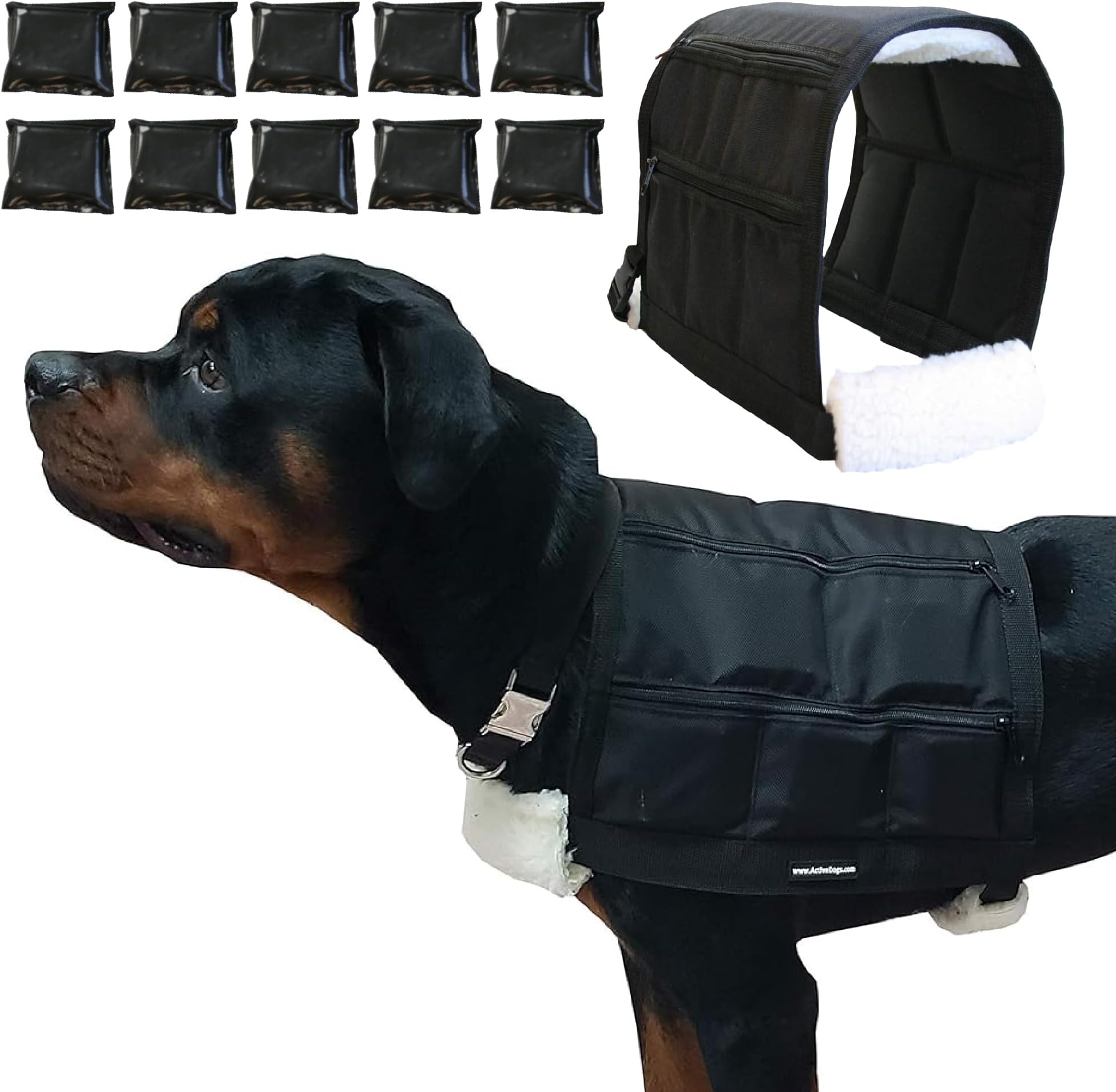 ActiveDogs Weighted Dog Vest with Weights - Dog Agility Training Equipment Jacket for Dog Exercise, Strength, Pulling & Endurance - Burn Calories & Build Muscle - Large 34-38 IN, 10 x 1LB