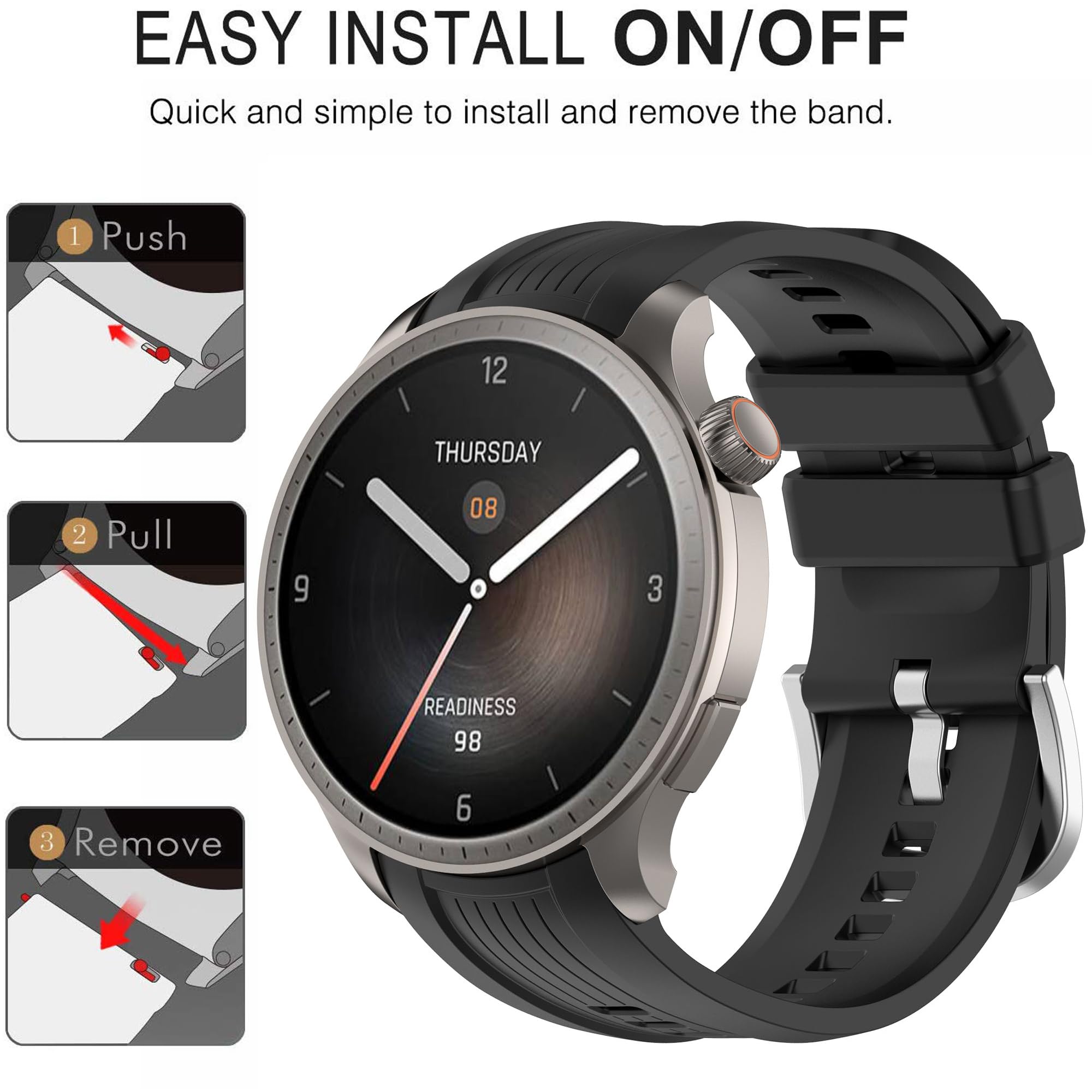 Bracelet pour Amazfit Balance, bracelet de rechange en silicone souple pour montre intelligente Amazfit Balance (tracker non inclus, bracelets de rechange uniquement)