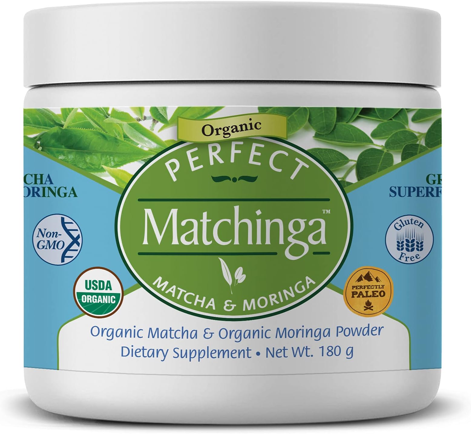 Perfect Matchinga Powder – 180 Grams – Organic Matcha & Organic Moringa Supplement – Green Superfood – Increases Energy