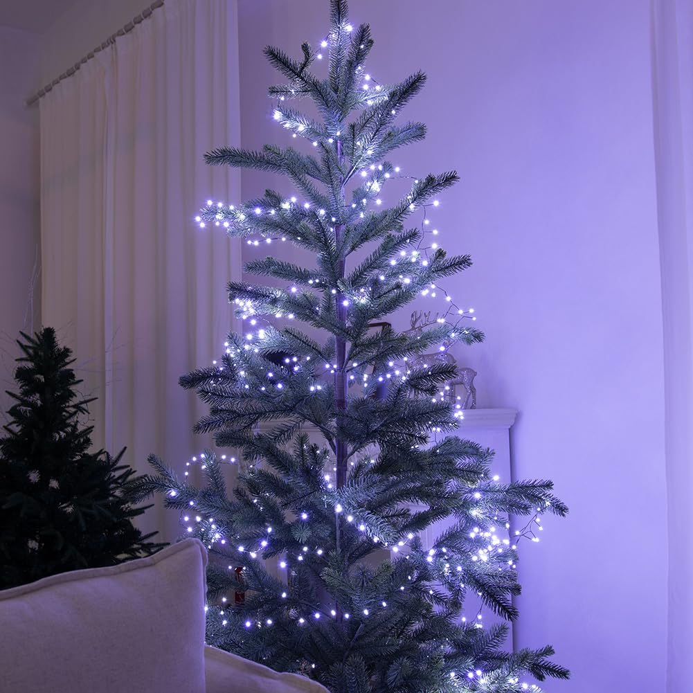 Guirlande Lumineuse Feu d’Artifice 15m 500 LEDs Blanc Froid avec Prise pour Intérieur Fil Argenté Lumières Fées LED avec Télécommande pour Sapin de Noël, Plantes, Chambre, Jardin, Patio