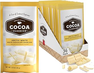 Arctic White Cocoa Mix, Hot Chocolate, Made with Nonfat Milk, Just Add Hot Water, Make Hot or Iced Cocoa, Gluten Free, 1.25oz Packets (Pack of 36)