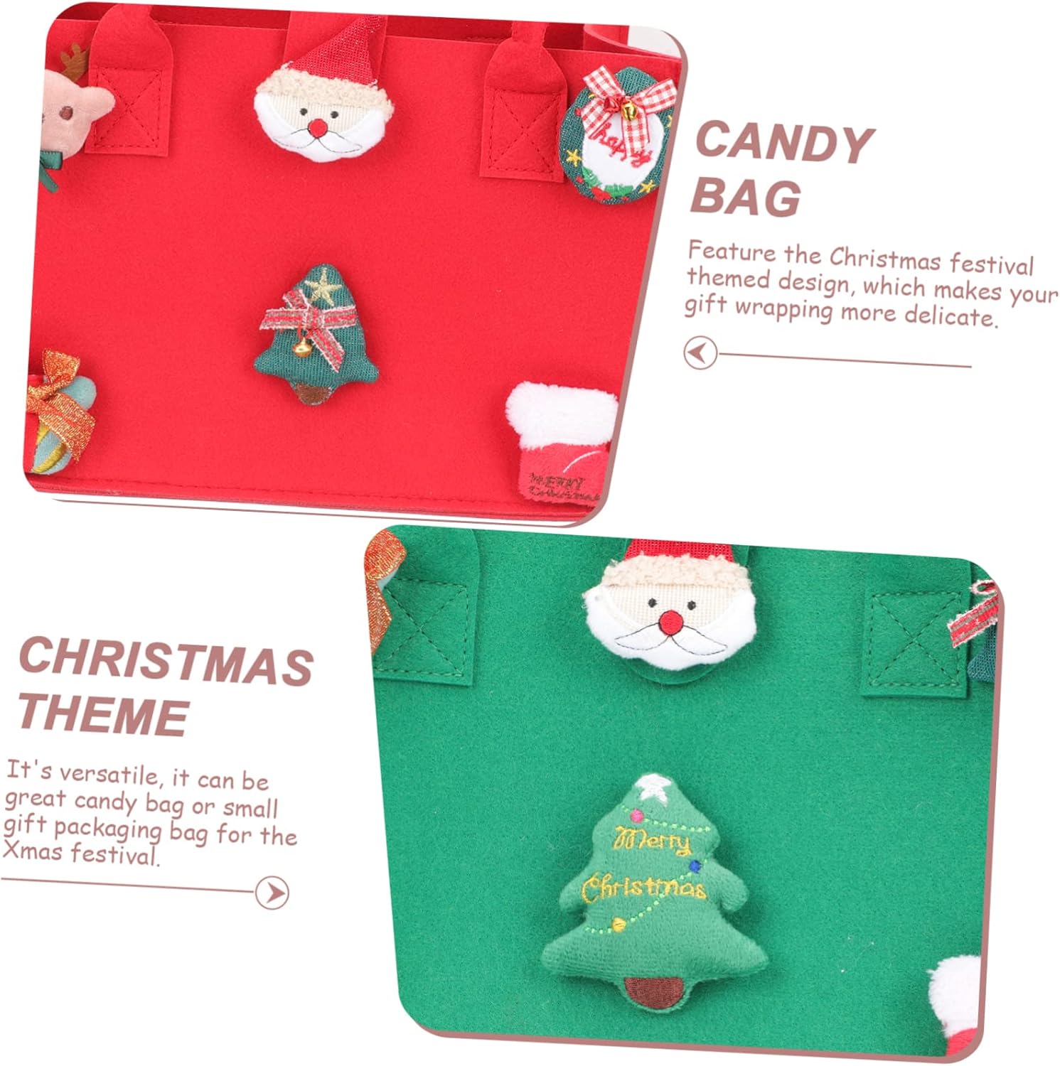 4pcs Felt Xmas Bags for Shower Cartoon Christmas Candy Pouches Festive Wrapping Tote and Design for and
