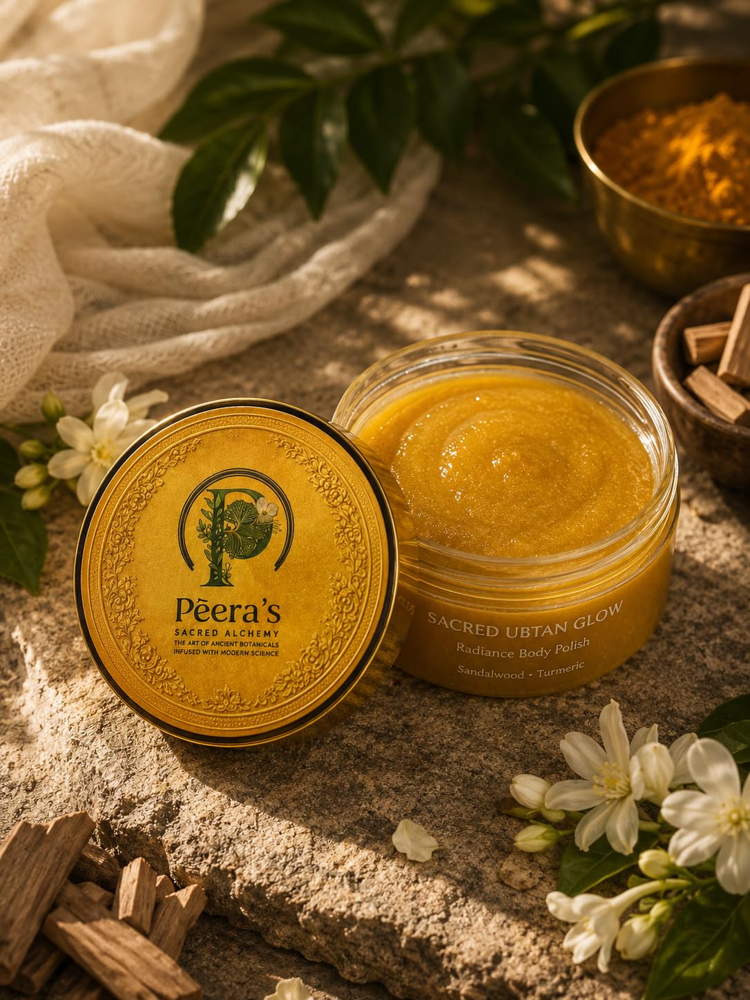 Ubtan Glow Radiance Body Polish Sandalwood Turmeric | Ancient Ubtan Formula, Exfoliating Scrub, Brightening & Smoothing, Earthy Botanical Aroma, Revitalises Dull Skin-picture-45