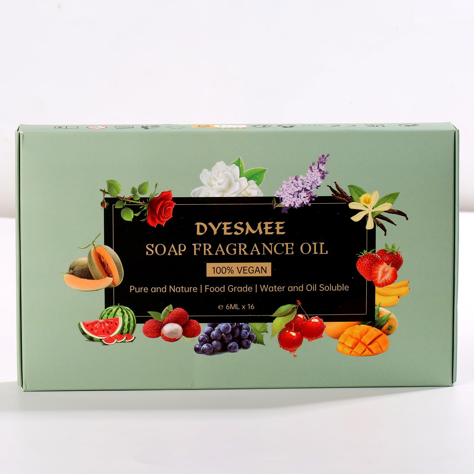 Aceite Aromático para Jabón, 16 x 6 ml de Aceite Aromático para Hacer Jabón, Juego de Aceites Aromáticos Líquidos para Bombas de Baño Caseras, Slime, Velas, Lociones, Cosméticos y Aromas para el Hogar