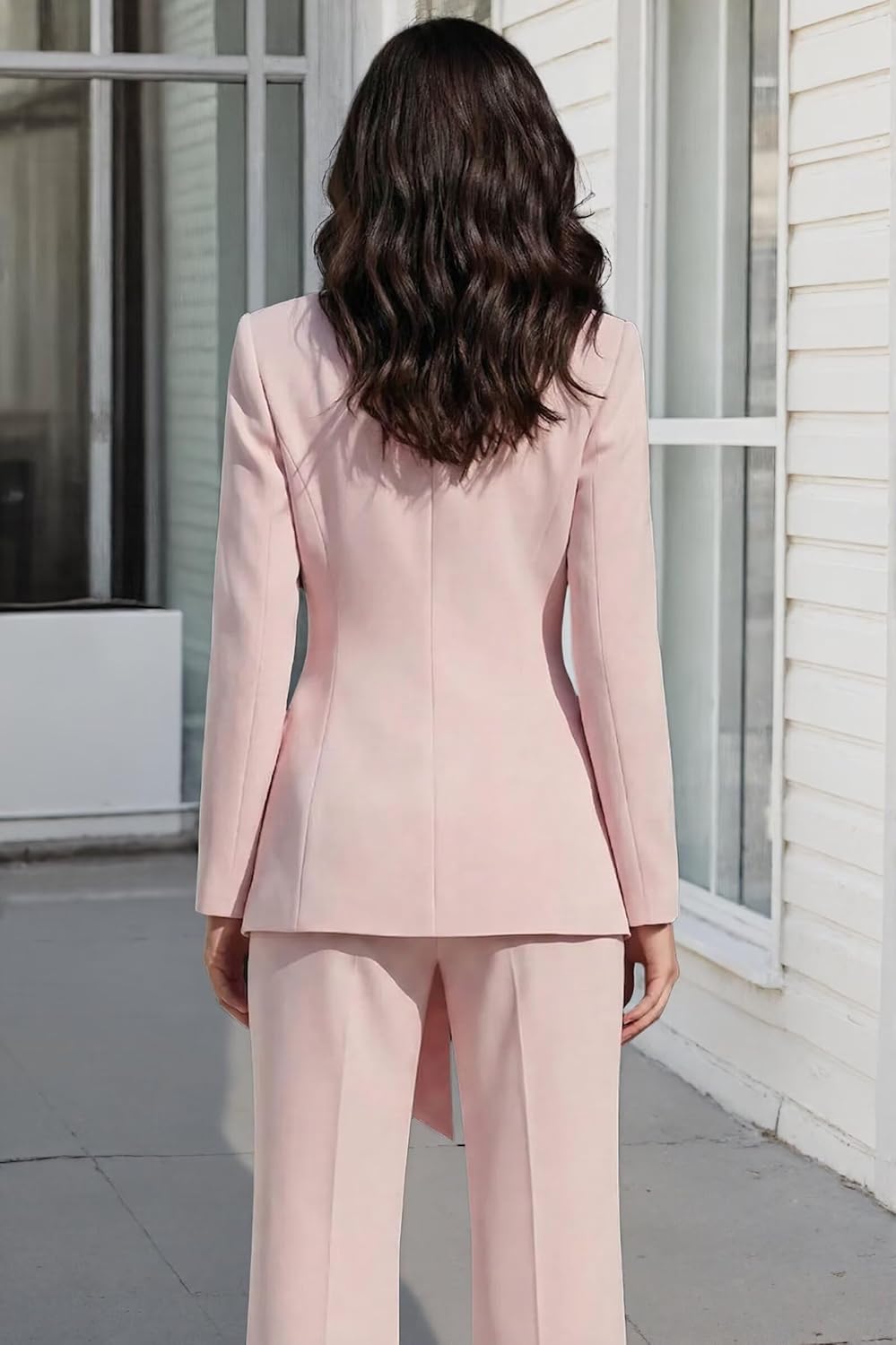 Women's Elegant Lapel Tie Waist Blazer&Pants for Wedding Guest 2 Pieces Suit Set Formal Business Outfit
