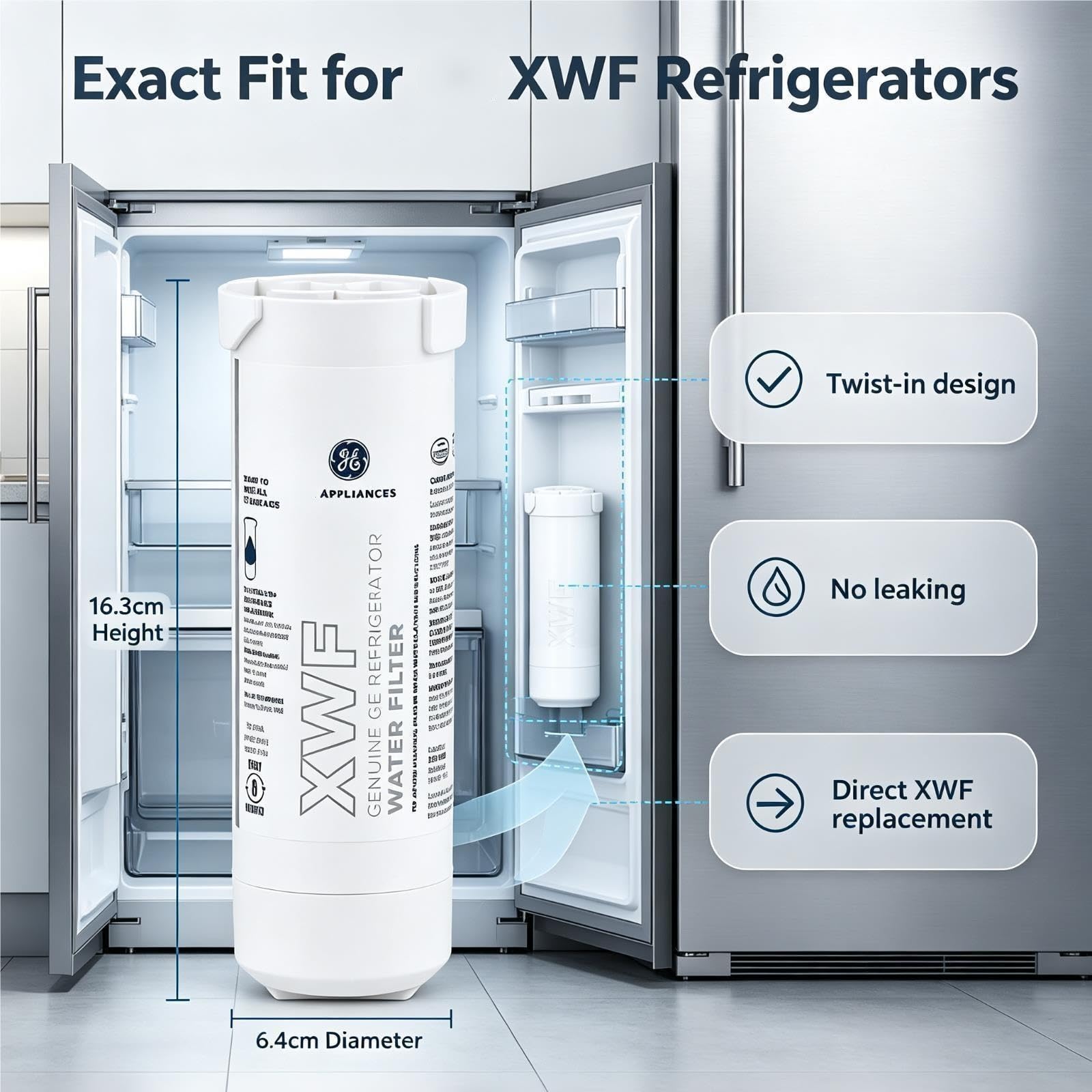 Reemplazo del filtro de agua del refrigerador compatible con GE XWF
