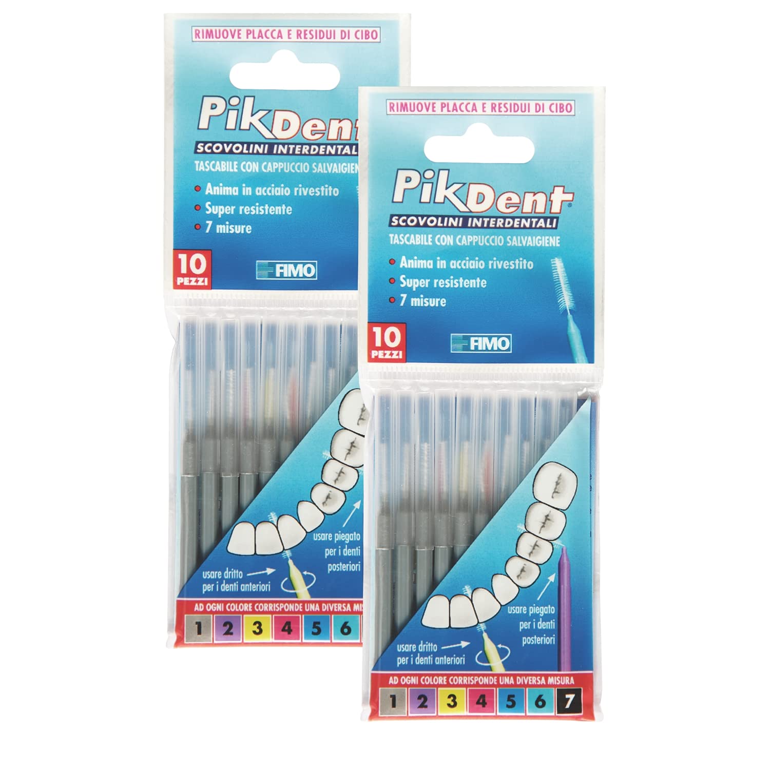 Pikdent Scovolini Interdentali - Anima In Acciaio Rivestito E Setole In Tynex - Misura 1 Grigio 0,4 Mm Cilindrico - 20 Scovolini