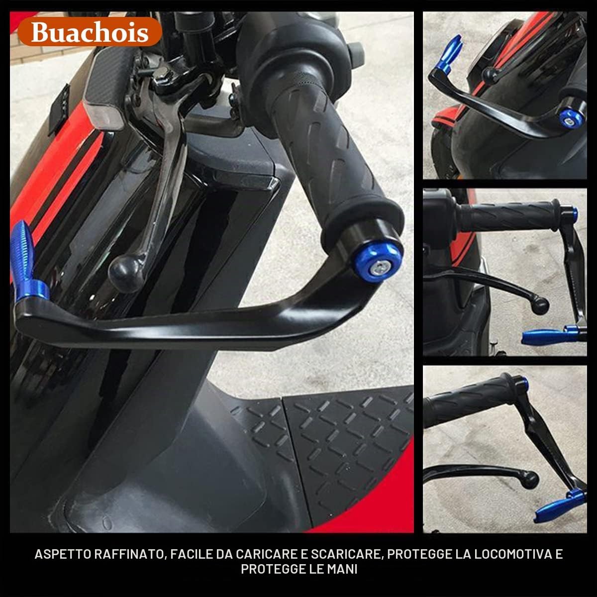 Paraleve Moto,22mm/7/8 Pollici Universale Moto Protezione per Manubrio,CNC Manubrio in Alluminio Freno Frizione Leva Protezione della Mano,per Moto, Auto Elettriche, Mountain Bike, Scooter (Blu)
