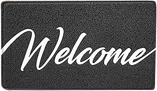 Chris.W Door Mat Black Door Mat Durable Welcome Mats Outdoor Indoor Non-Slip Doormat with Non-Slip Back Low Profile Floor Mat Front Door Rug Decorative Entry Way Doormat for Patio (Welcome)