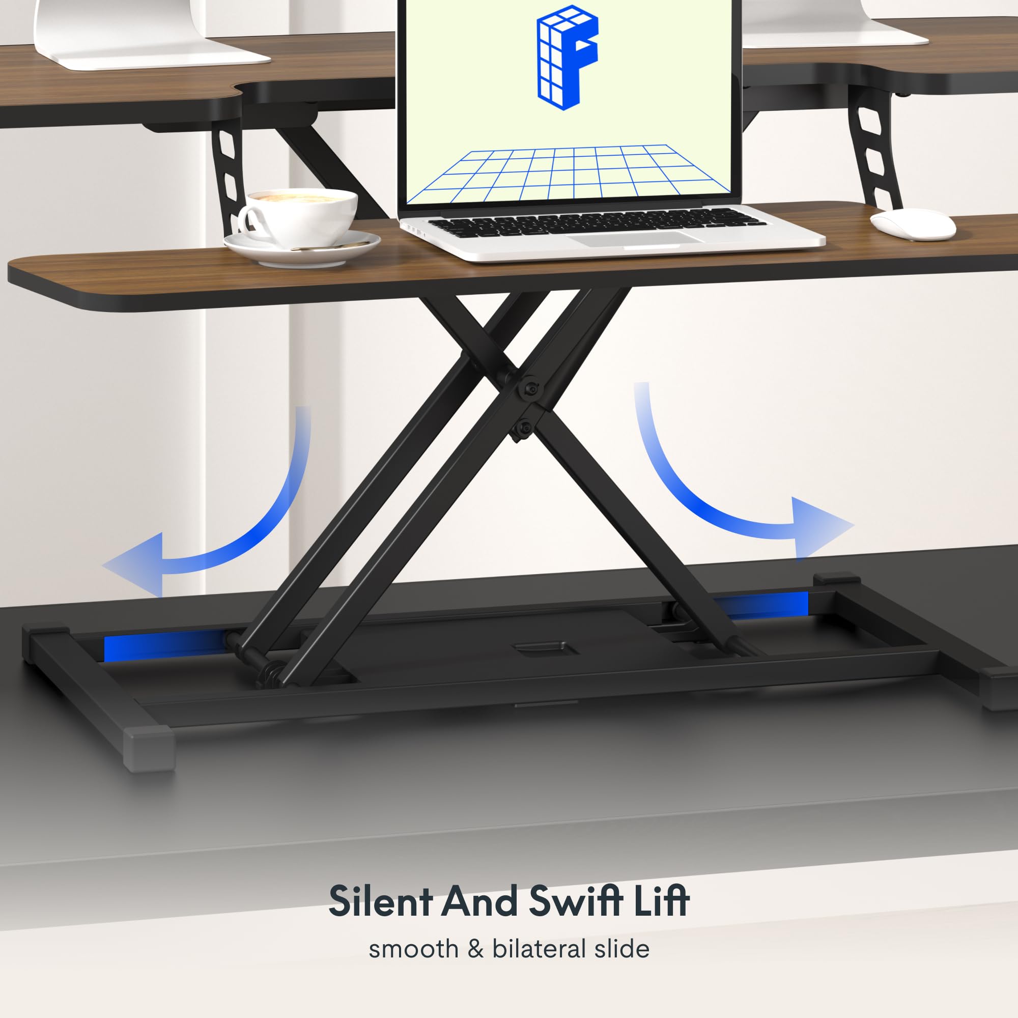 FLXISPOT 42 Standing Desk Converter Sit to Stand up Riser Height Adjustable Monitor and Laptop Workstation with Spacious — view 7
