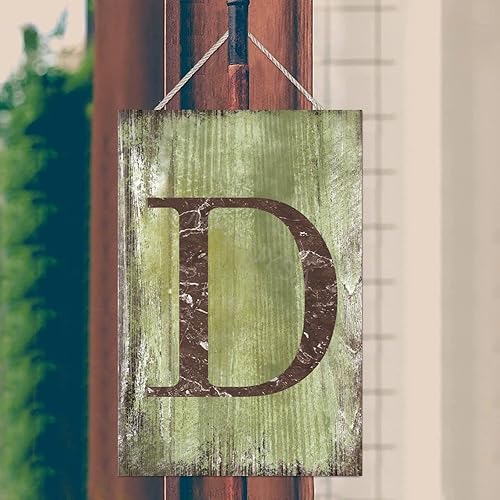 Vista 493 de Letrero colgante de madera con letra J, letrero de madera para decoración del hogar, 26 letras del alfabeto de metal, placa de madera, decoración