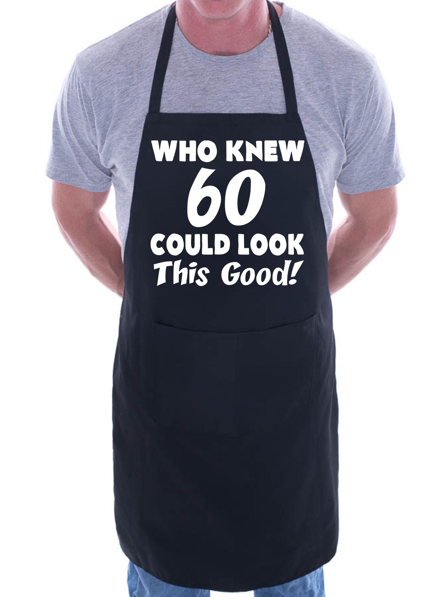 Print4U 60th Birthday Who Knew 60 BBQ Cooking Funny Novelty Apron Black