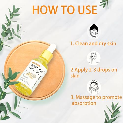 Miniatura 4 de MR.A Paquete de 3 aceites de cúrcuma para cara y cuerpo, aceite esencial de cúrcuma natural 100% puro con vitamina C, ideal para limpiar la piel,