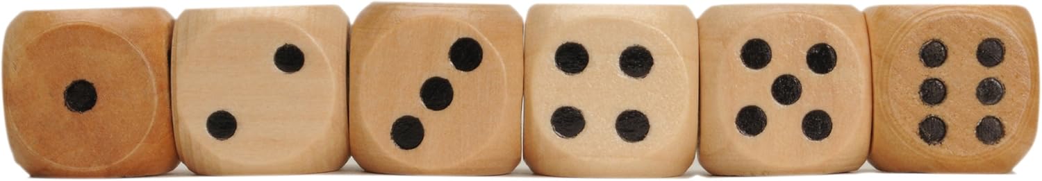 WE Games Wooden Dice Set with Rounded Corners - Pack of 100 Bulk Dice, 16mm Dice, Black Pips for Board Games, Gaming Dice Sets, Standard 6 Sided Dice Set for Adults