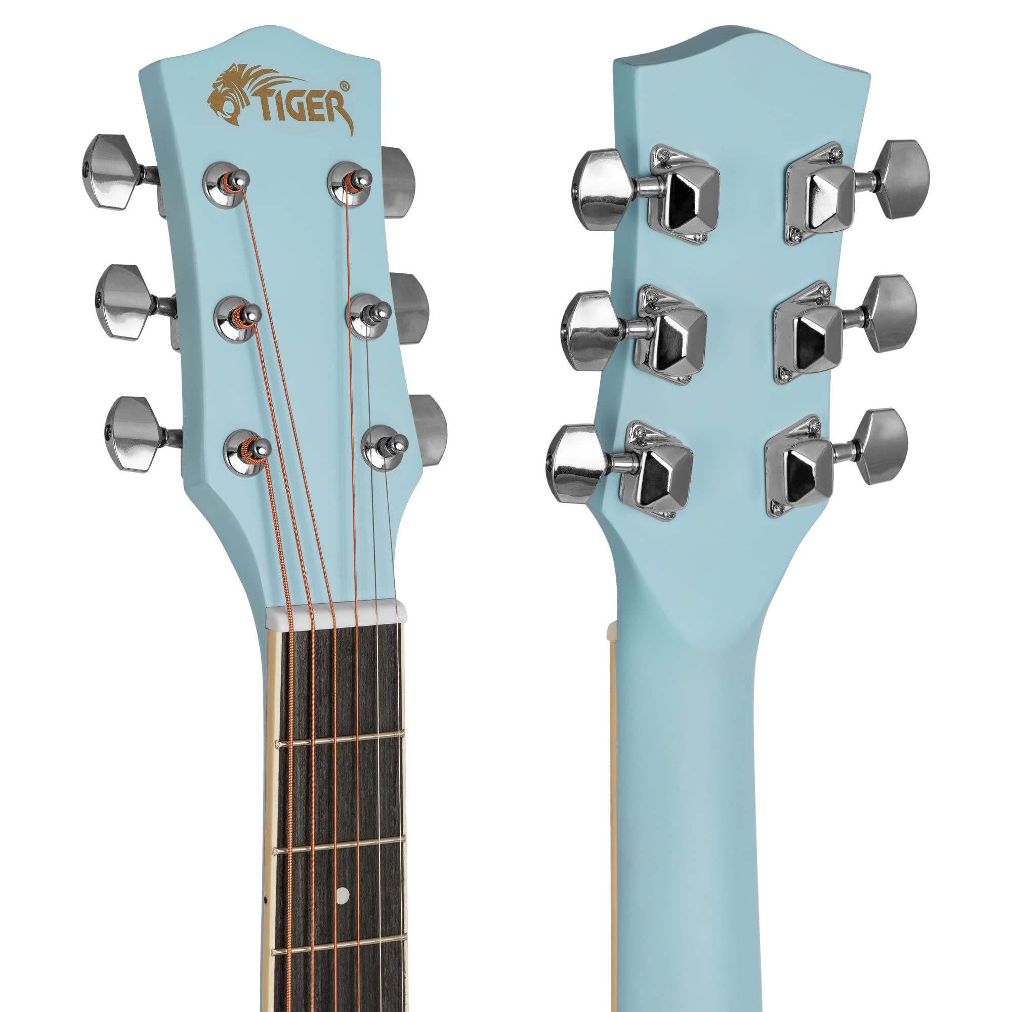 TIGER ACG1-LBL-SM chitarra acustica parlour azzurro opaco | Chitarra acustica full size con corpo parlour, ideale dai 12 anni in su, include 6 mesi di lezioni gratuite.