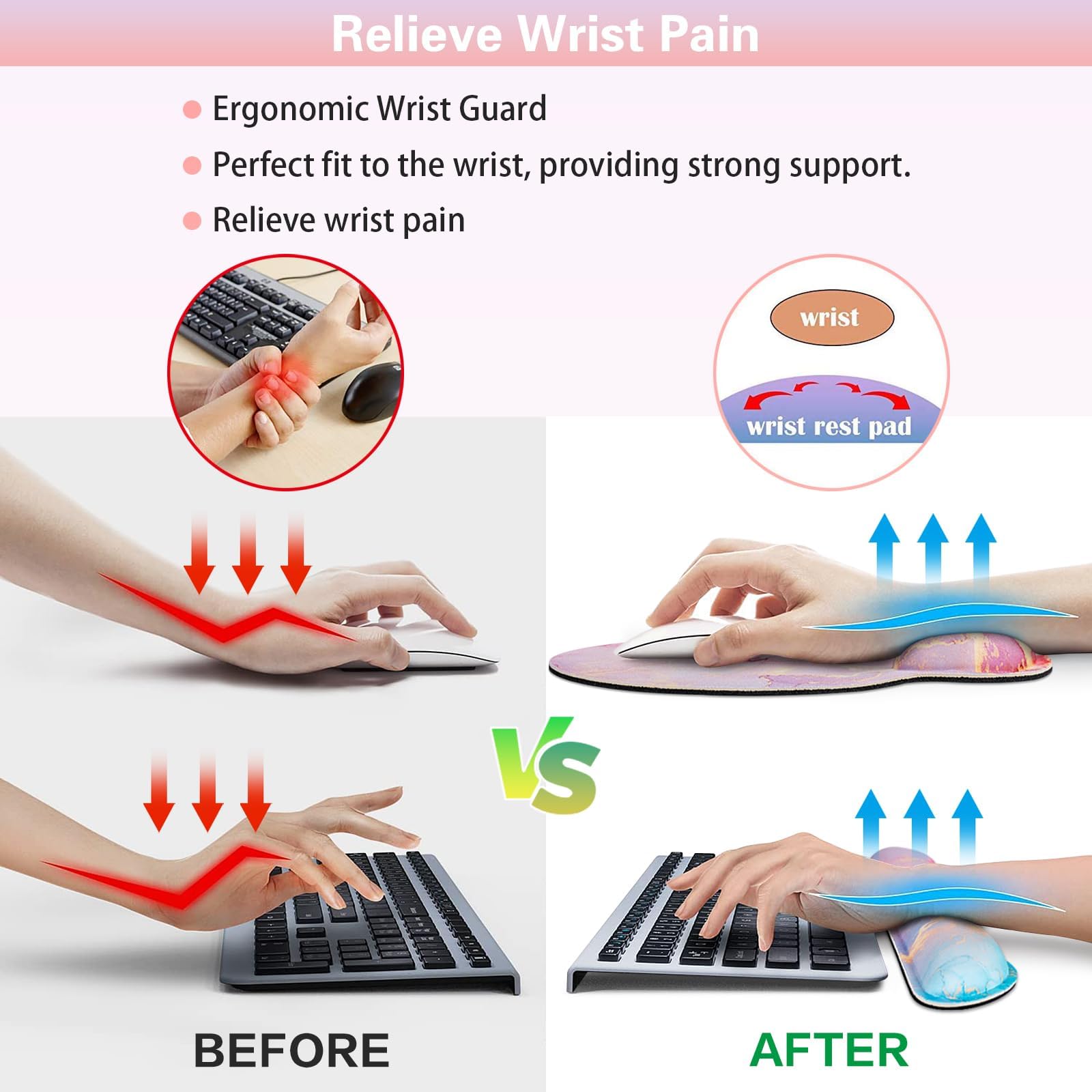 3-En-1 Almohadilla Ratón De Conjunto,Mouse Pad+Reposamuñecas Teclado+Posavasos,Ergonómica Alfombra Raton Ordenador Antideslizante,Almohadilla Raton Analgésica Para Juegos,Hogares,Oficinas