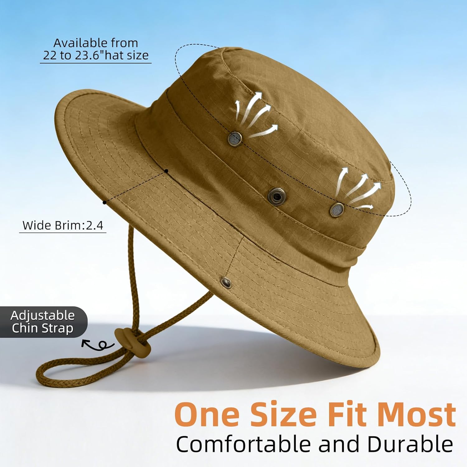 Sun Hats for Men Women Boonie Hat Foldable Fishing Hat UPF 50+ Bucket Hat for Fishing Hiking Garden Safari Beach - Image 4