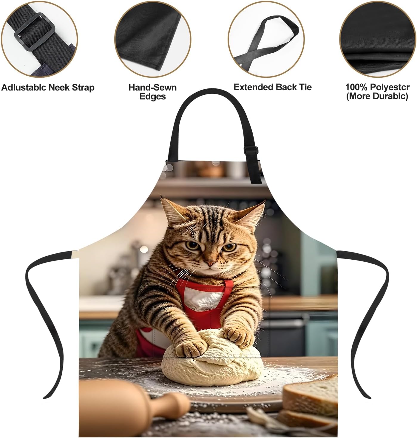 Funny Cat Apron with 2 Pockets Waterproof for Men Women Kitchen Garden Decor - Image 4