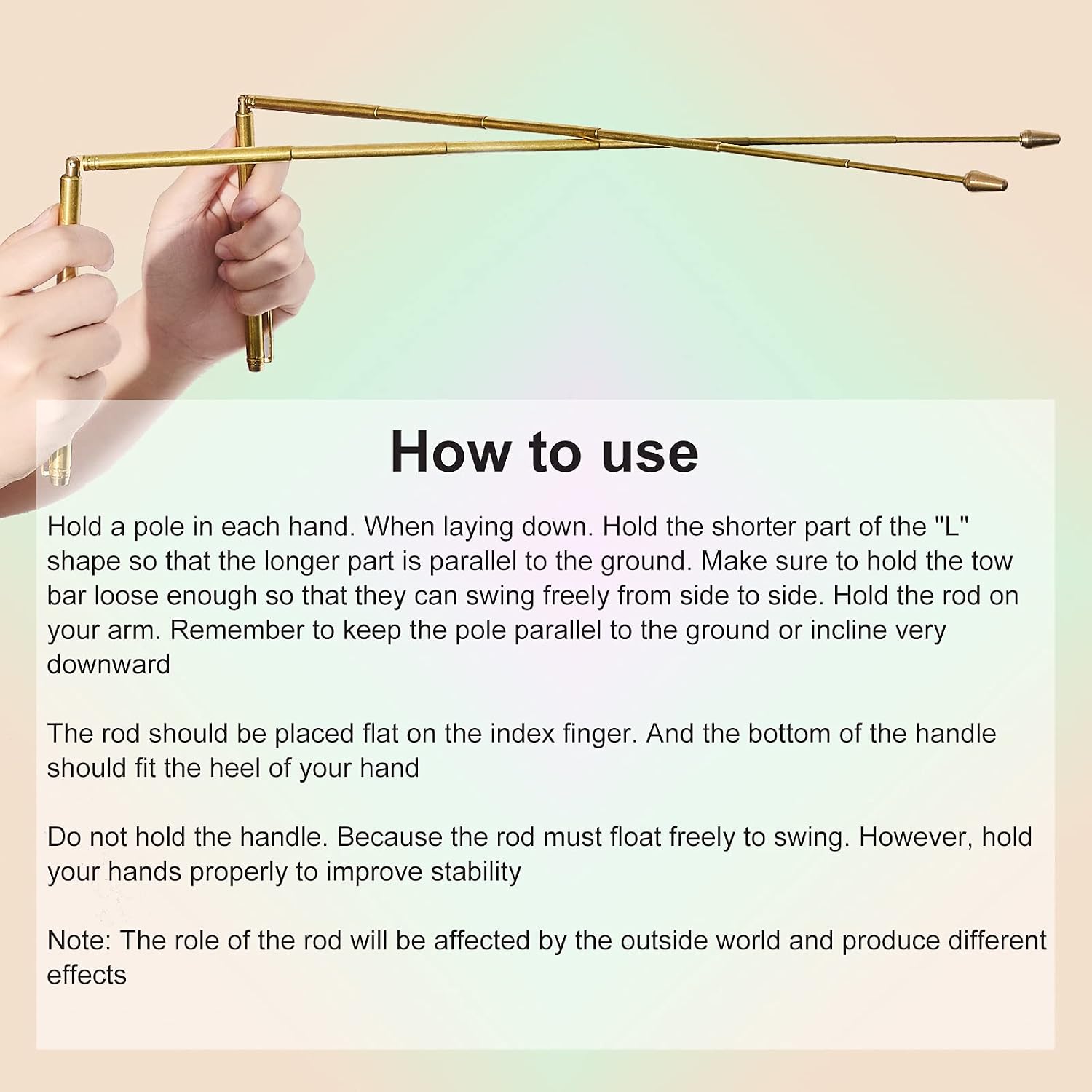 Jadive 3 Piece Copper Dowsing Rod Set, Retractable Divining Rods with Pendulum and Storage Bag for Water Finding, Treasure Locating, Outdoor Exploration(Gold)