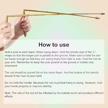 Jadive 3 Piece Copper Dowsing Rod Set, Retractable Divining Rods with Pendulum and Storage Bag for Water Finding, Treasure Locating, Outdoor Exploration(Gold)