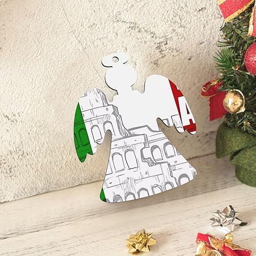 Miniatura 6 de 4 adornos de Navidad de madera, bandera italiana romana, adorno de árbol de Navidad, adornos de madera para vacaciones, Navidad, decoraciones