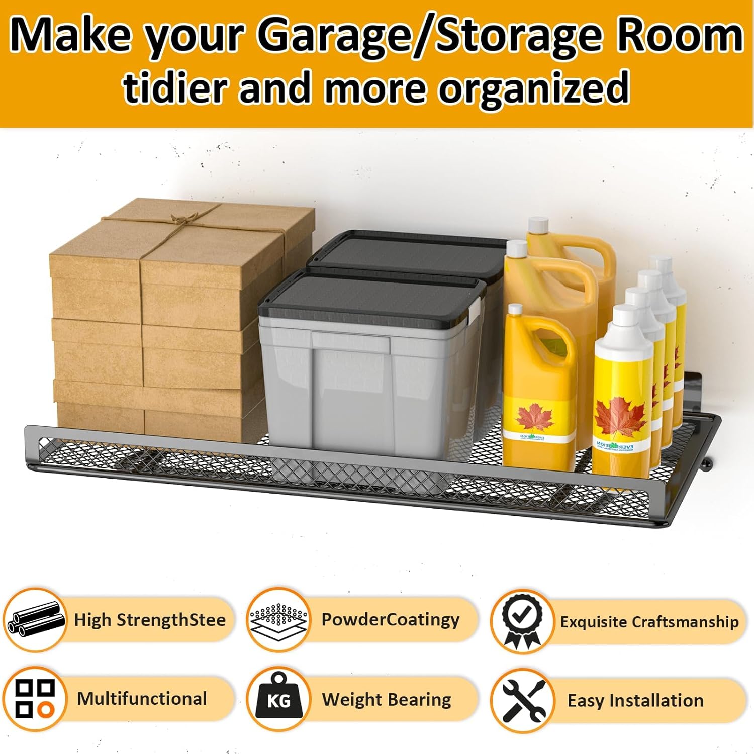 BABKAS 2 Pack Garage Wall Shelving,16.5" x 12.2" Garage Shelving Wall Mounted for Garage, Office,Laundry Room,Basement,Closet and Kitchen, Holds Up to 160 Lbs - Image 4