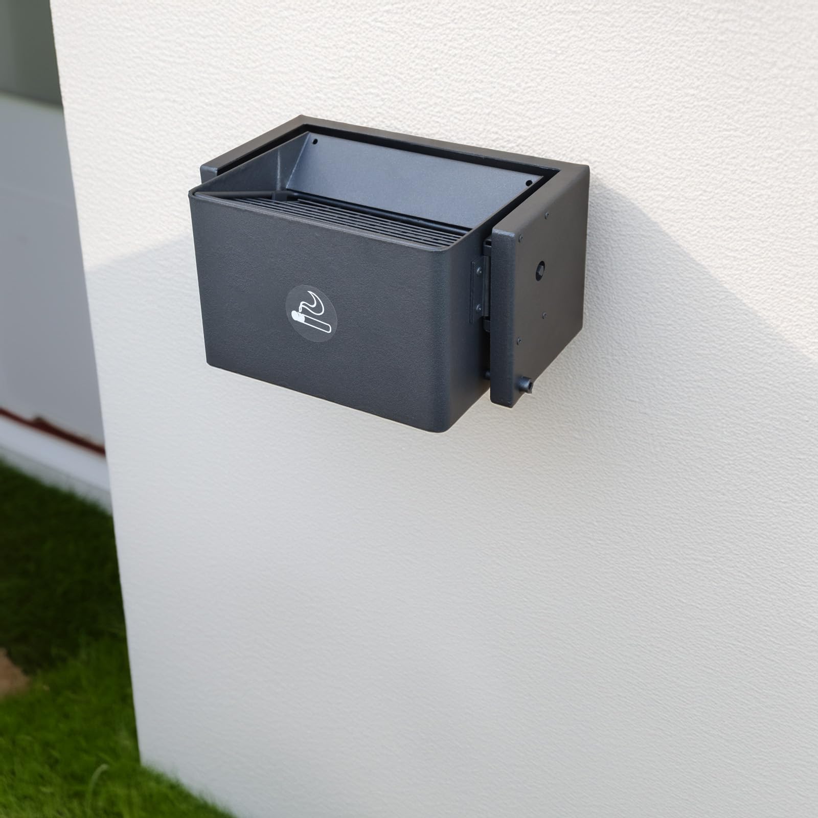 XXL Profi Aschenbecher für Wandmontage, Aschenbecher Wandmontage für Draußen outdoor, Wandascher 8 L, verzinkt, pulverbeschichtet