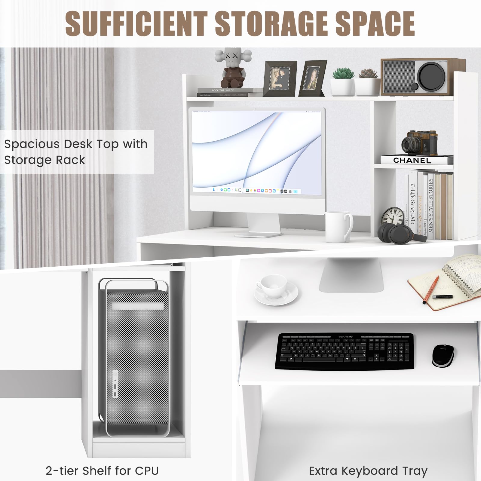 Amazon.com: COSTWAY White Modern Large Computer Desk with Storage Amazon.com: COSTWAY White Modern Large Computer Desk with Storage