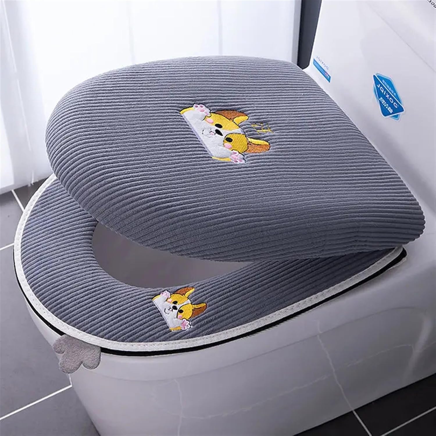 Toilet Seat Cover Soft 2 in 1 Zipper Protector WC Winter Warm Toilet Pad (Size : A2)