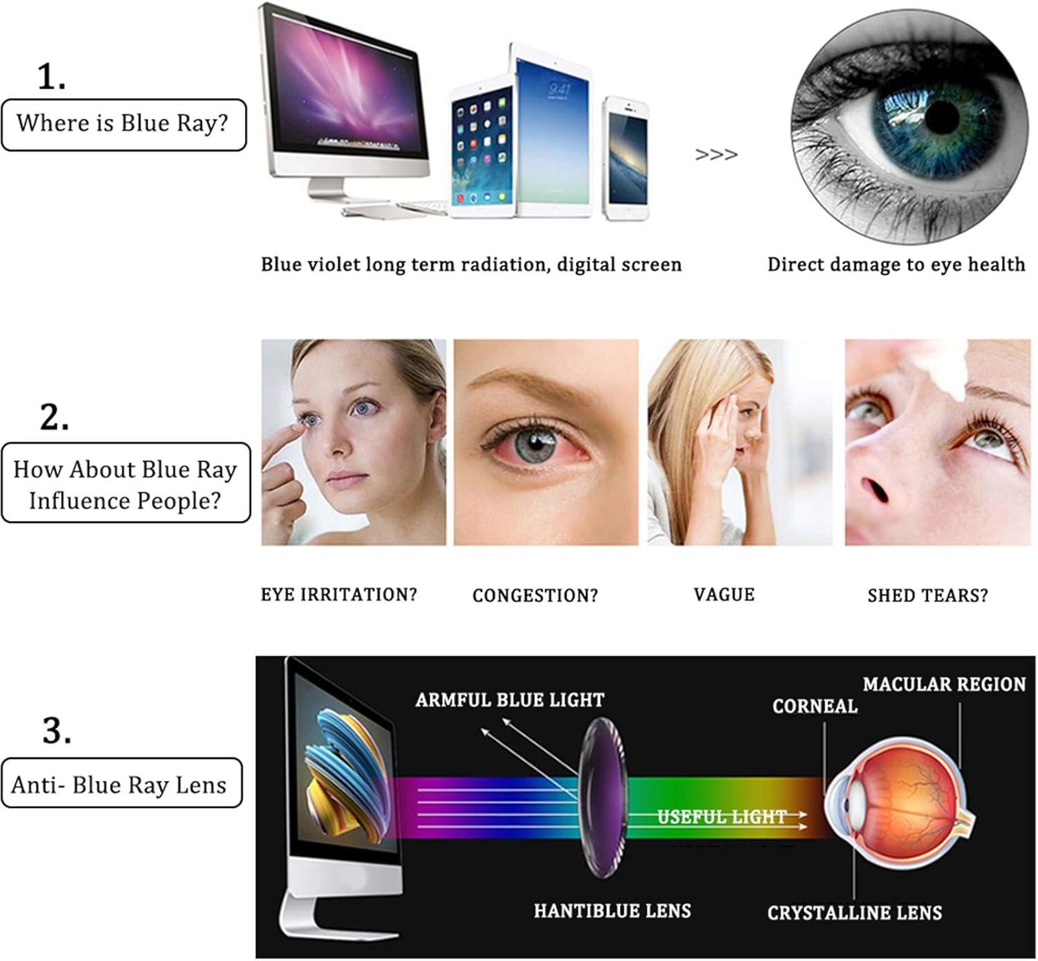 AQWANO Lightweight Computer Reading Glasses Blue Light Blocking TR90 Flexible UV400 Protection Readers for Women Men, 1.0 - Image 2