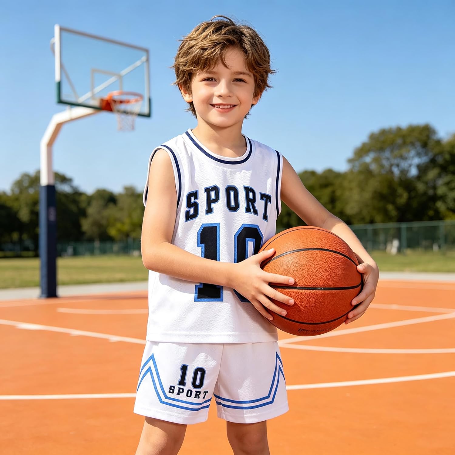 Toddler Kids Sports Athletic Jersey Shorts Set Todder Boys Jerseys Outfit 2 Piece Basketball Tank Top Mesh Shorts Set