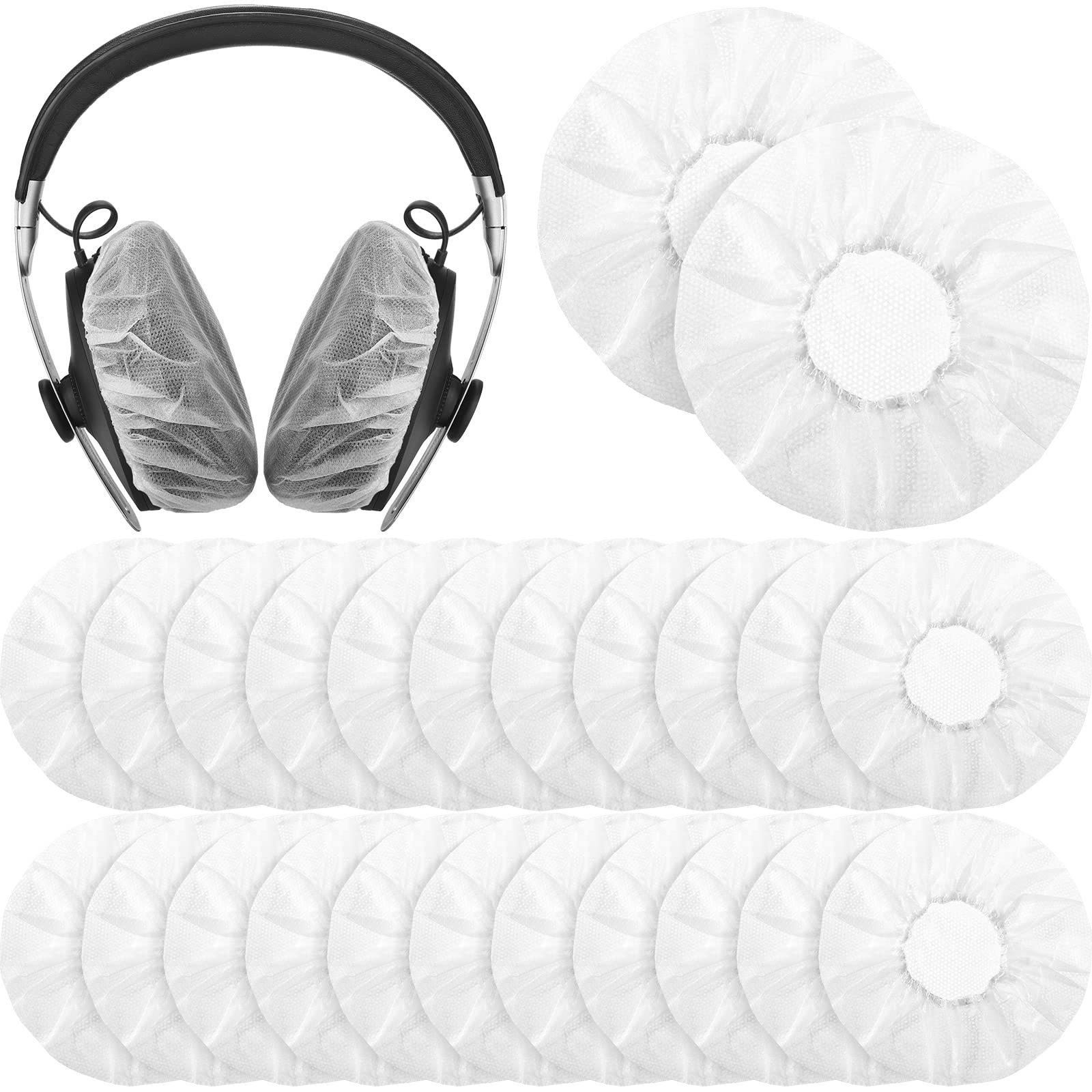 Tatuo 500 coperture usa e getta per cuffie sanitarie, auricolari bianchi non tessuti per la maggior parte delle cuffie, 11 cm