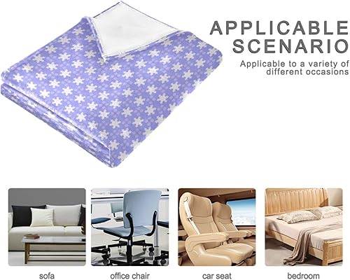 Miniatura 4 de Manta ultrasuave de Navidad con diseño de copo de nieve morado claro para sofá para adultos y niños, manta de otoño ultrasuave para sala de estar y