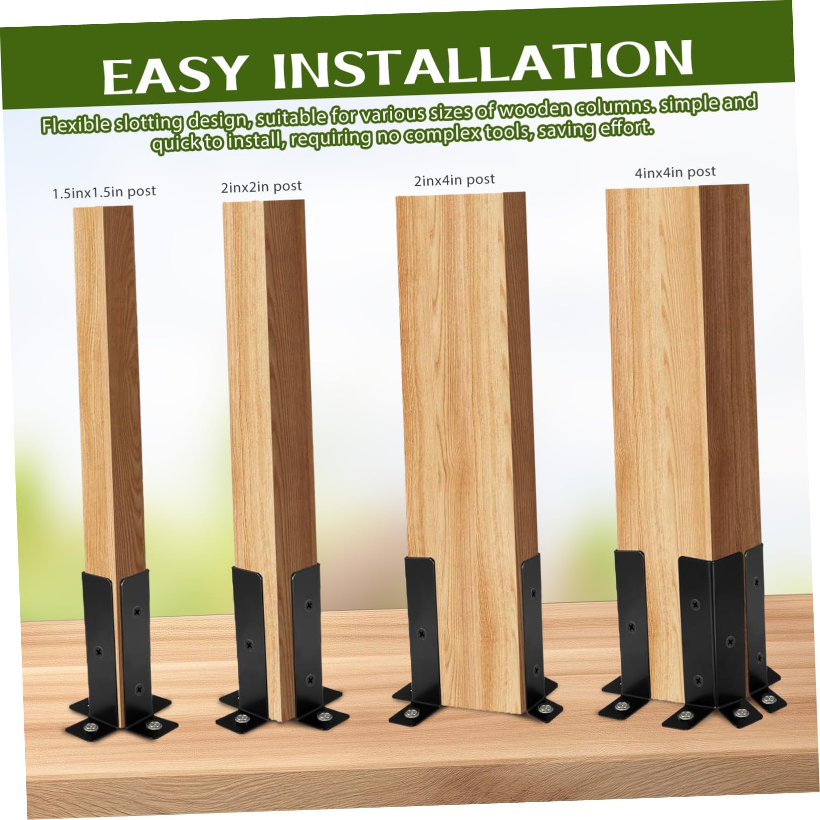 Staffe Base per Pergola in Acciaio al Carbonio Nere, 4 Set