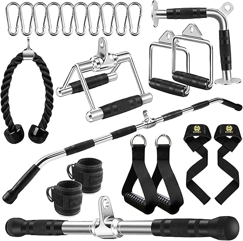 Miniatura 7 de WNOEY LAT - Accesorio de cable de barra con empuñaduras de goma, barra de rizo sólido de lujo, accesorios de cable para gimnasio en casa