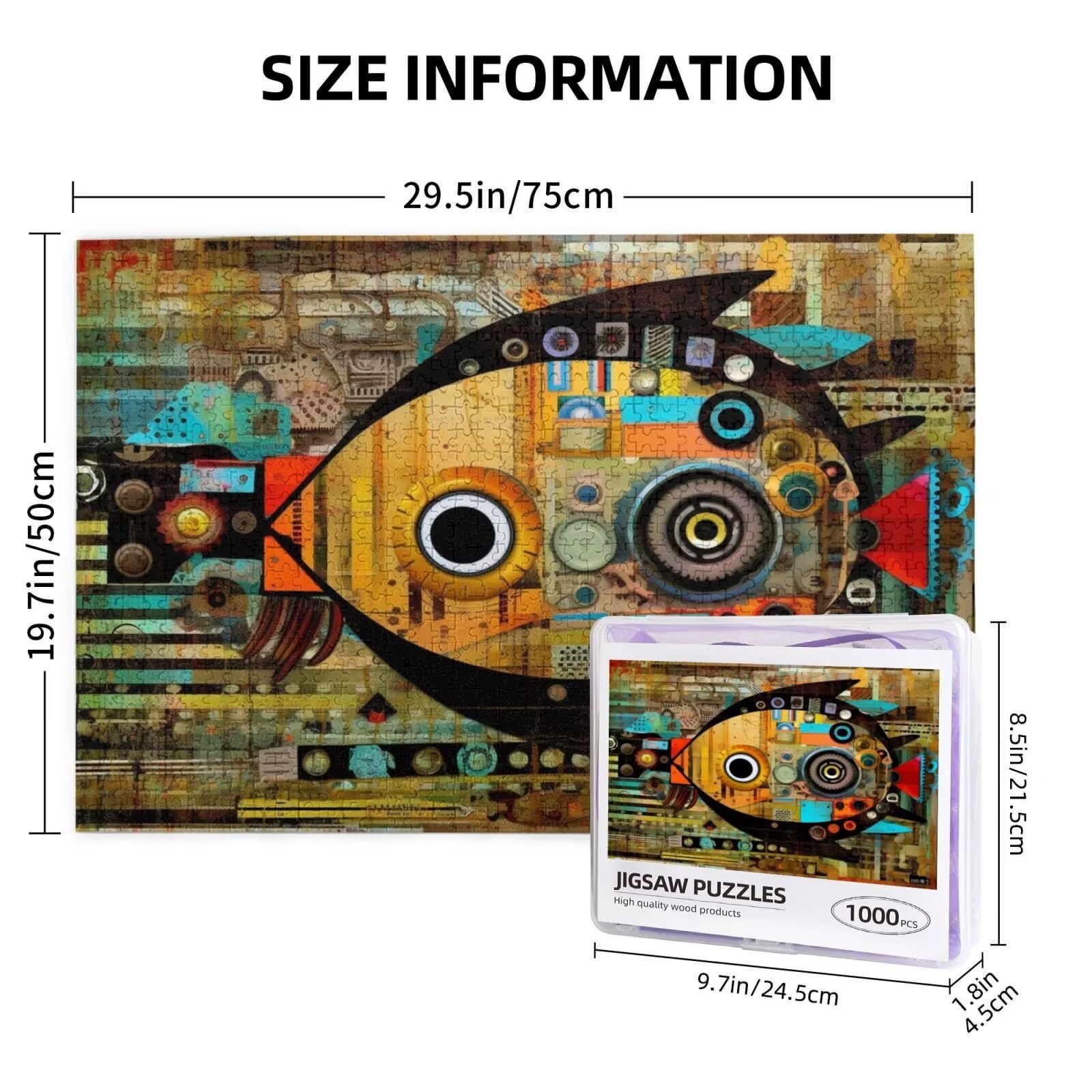 Puzzle abstrakcyjne, 3000 elementów, ryby, puzzle dla dorosłych, z pudełkiem na prezent, "zrób to sam", duże drewniane puzzle dla dorosłych, gra zręcznościowa dla całej rodziny, prezenty dla kobiet