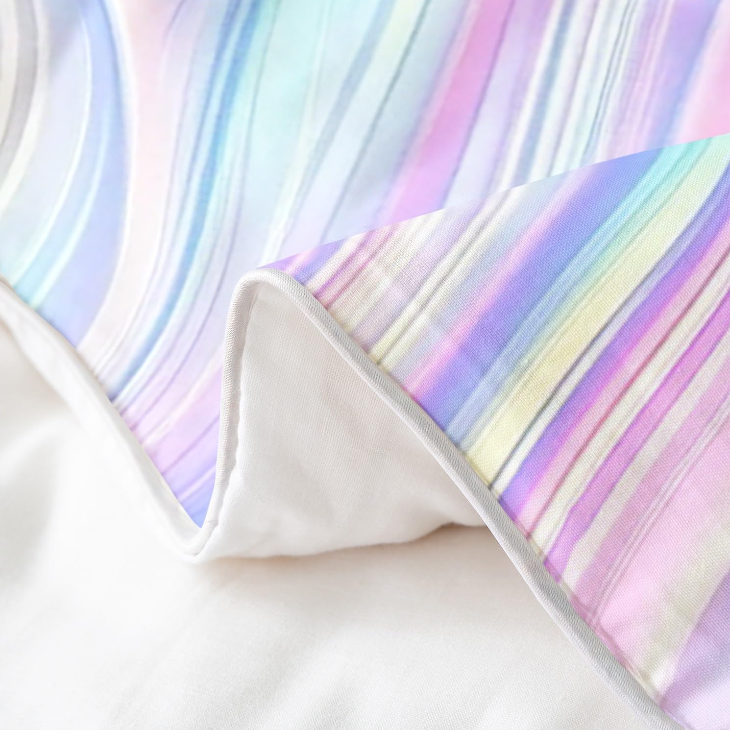 Feelyou Girls Glitter Pink Rainbow 100% Cotton Duvet Cover Twin Size Kids Stripe Comforter Cover Set Boys Teens Die Tye Bedding Set Geometric Bedspread Cover Gift for Girls Women Quilt Cover