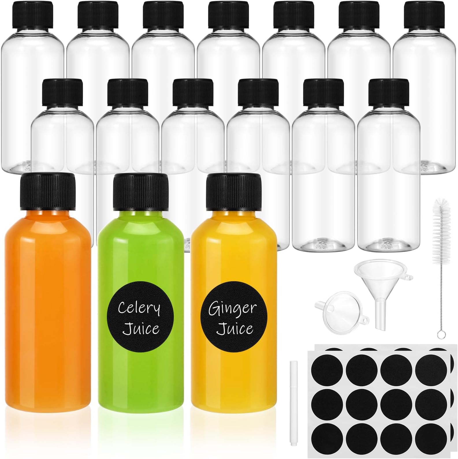 Youngever 8 Pack 10 Ounce Plastic Juice Bottles with Caps