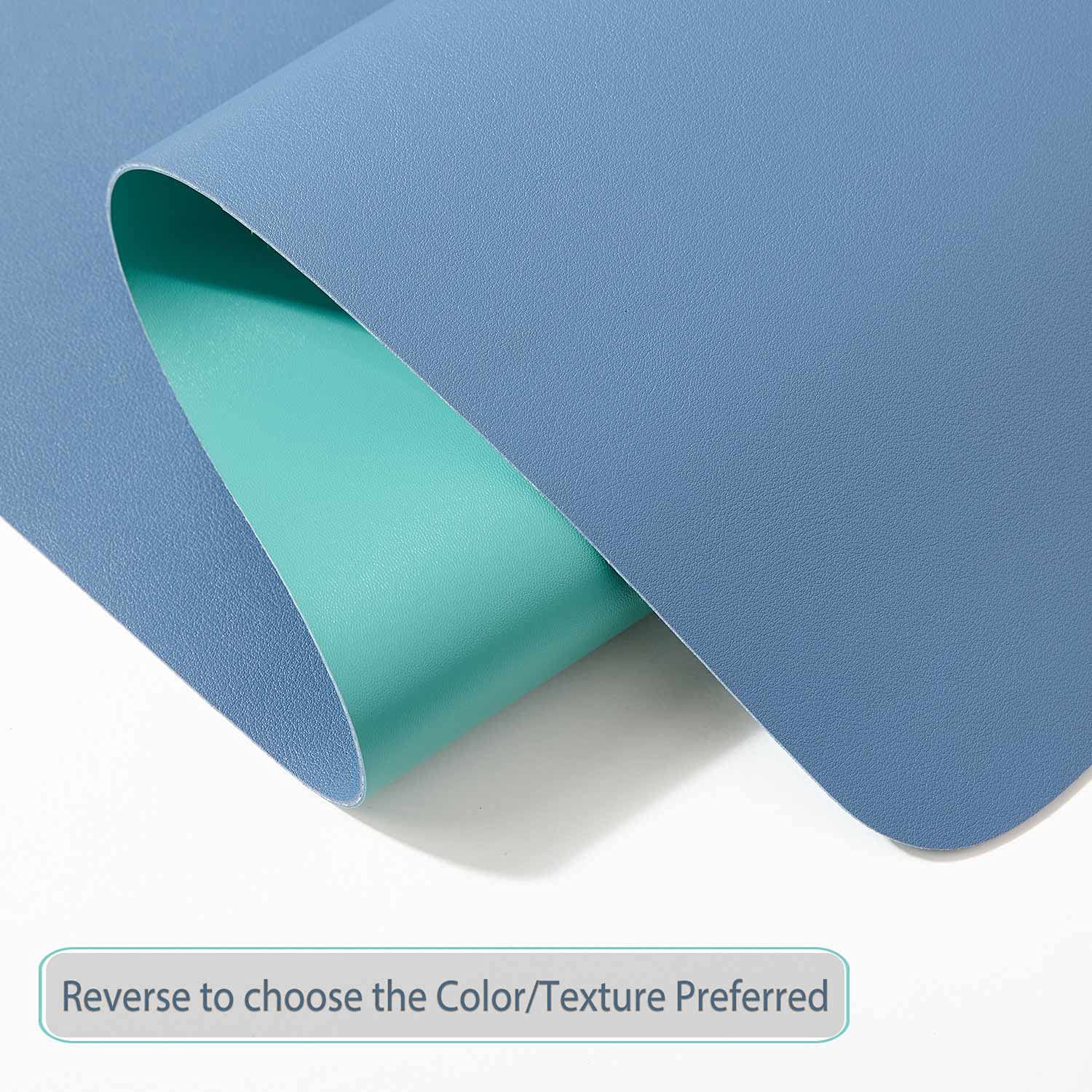 DOBAOJIA Sottomano da Ufficio, Tappetino da Tavolo, Tappetino Tastiera e Mouse, Tappetino PC Scrivania, per Casa/Ufficio, Uso Doppio Lato Simipelle PU Impermeabile 70 x 35 cm (Acciaio Blu/Verde)