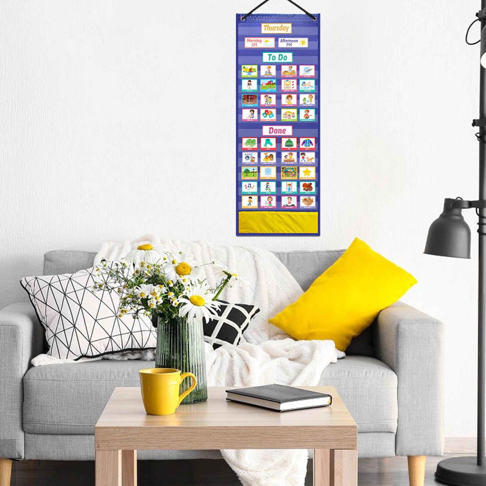 Cabilock Calendario Infantil Visual Azul para Tabla de Rutinas Diaria y Semanal Organizador de Tareas con Sistema de Recompensas para Establecer Hábitos y Horarios Casa o Escuela