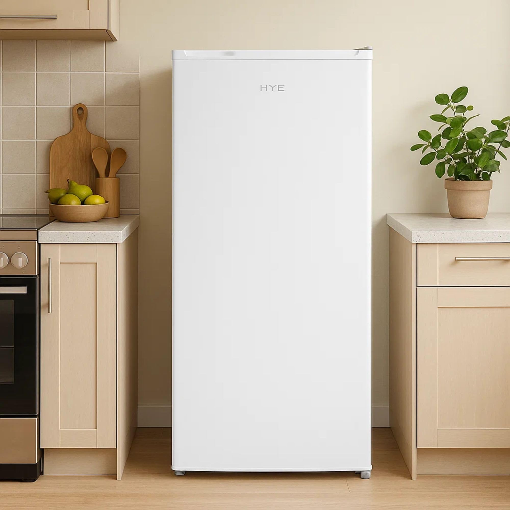 HYE Upright Larder Fridge - Medium Size Freestanding Fridge, 54.5cm Width, 242 Litre Capacity, Reversible Door, White, Suitable For Apartments & Families - RF01SDF242W01 - 5