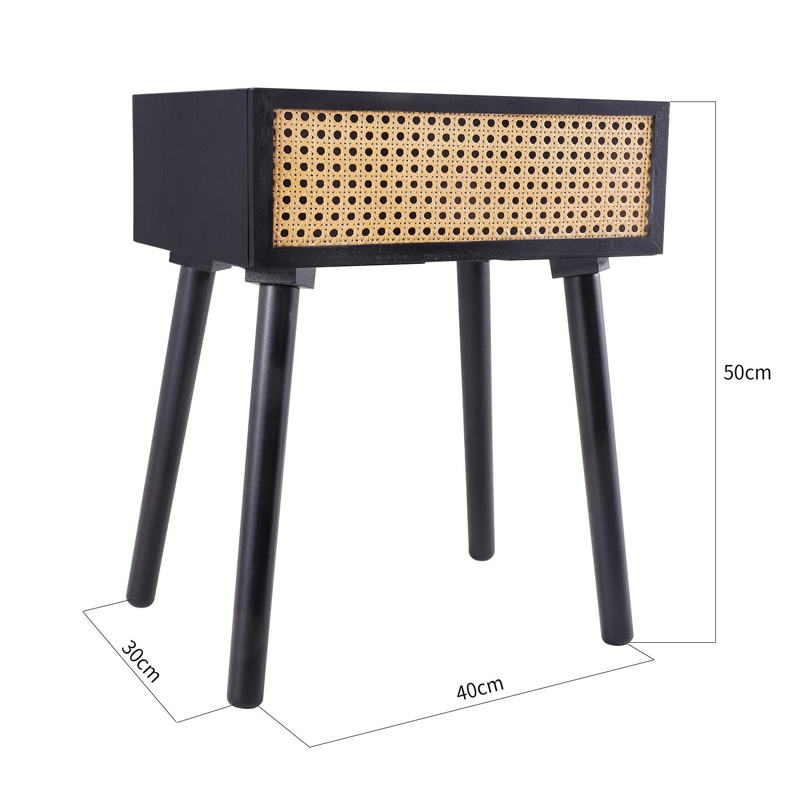 Buy Rattan Rustic Nightstand with Drawer(No Assembly Required), Mid