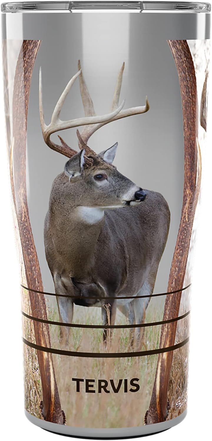 Tervis Traveler Deer Trio Triple Walled Insulated Tumbler Travel Cup Keeps Drinks Cold & Hot, 20oz, Stainless Steel