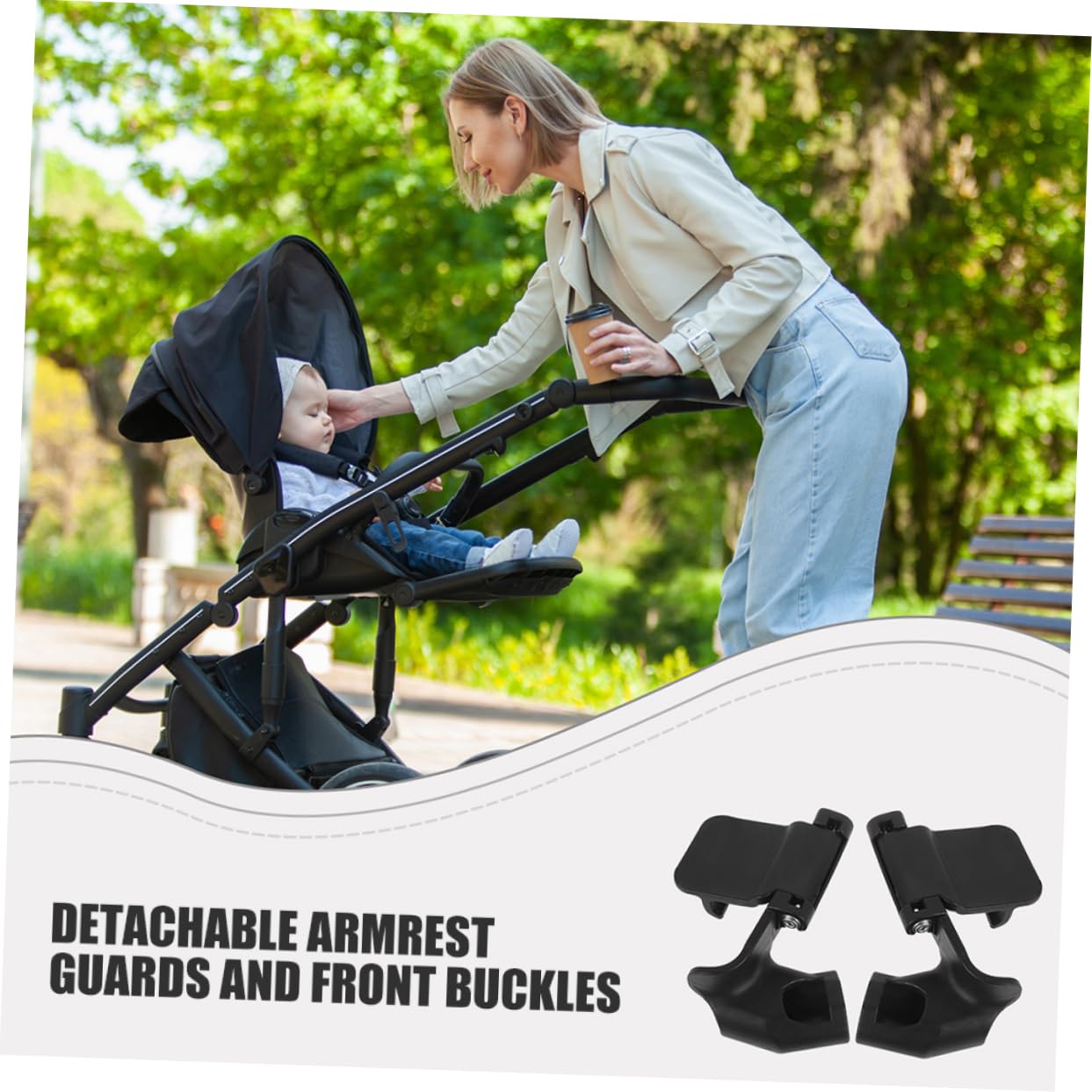 MERRYHAPY 4pcs Pushchair Armrest Adapters Durable Accessories Buckle Easy Installation for Strollers for Family Use