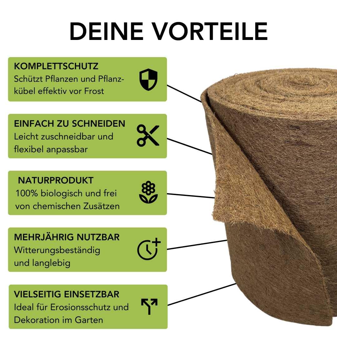 Florade® Alfombra de coco, protección invernal para plantas y plantas en macetas, aislante y transpirable, 100% orgánica, varios tamaños