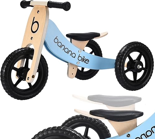 Miniatura 8 de banana bike Bicicleta de equilibrio de madera, triciclo para niños pequeños, de 6 meses a 6 años, larga vida útil, enseña a equilibrar y pedalear,