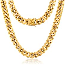 10mm Cuban Link Chain For Men Miami Cuban Necklace For Women 18k Gold Plated Chain Stainless Steel Chain Necklaces Hip Hop Chains 18/20/ 24in Silver Chain Necklace Come With Gift Box